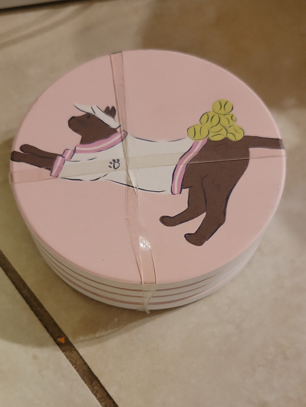 Pink Tennis Kitty Coaster Set Of 4